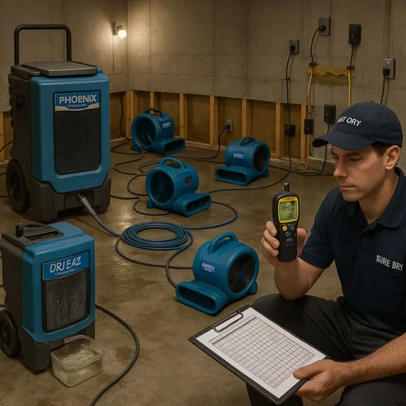 Structural Drying and Dehumidification process in Sanger, CA